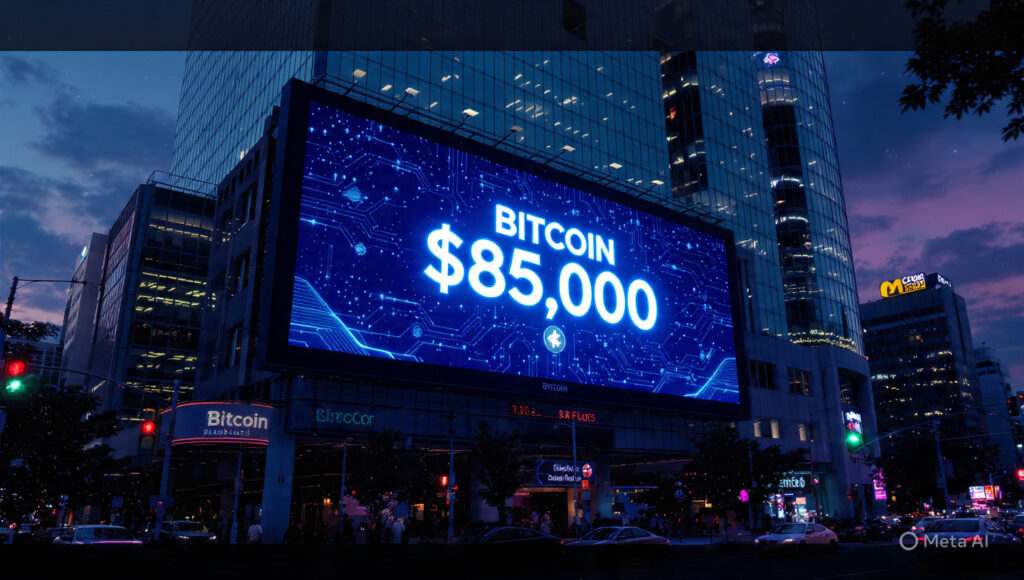 large digital billboard in a city skyline displayi 1