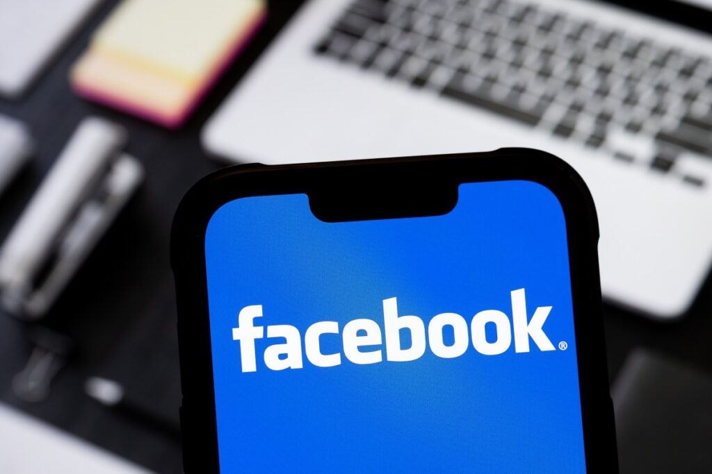 facebook logo on phone