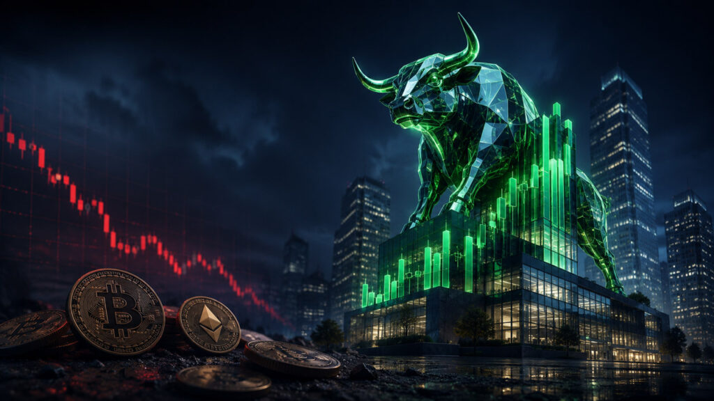 crypto companies rise while assets fall