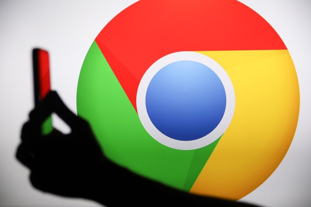 google chrome logo hand