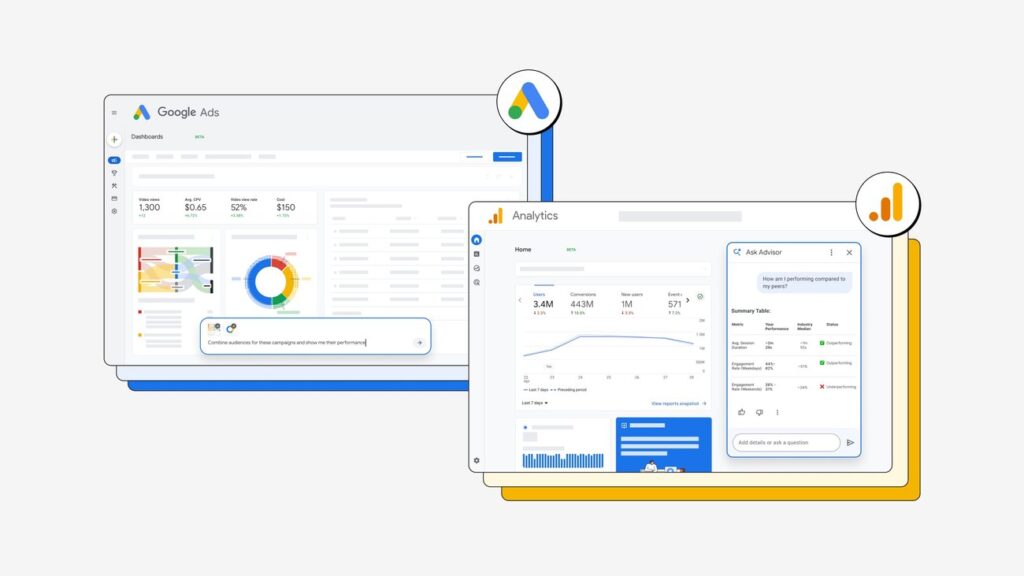 Try new AI tools from Google Ads and Analytics Advisor Header.width 1300